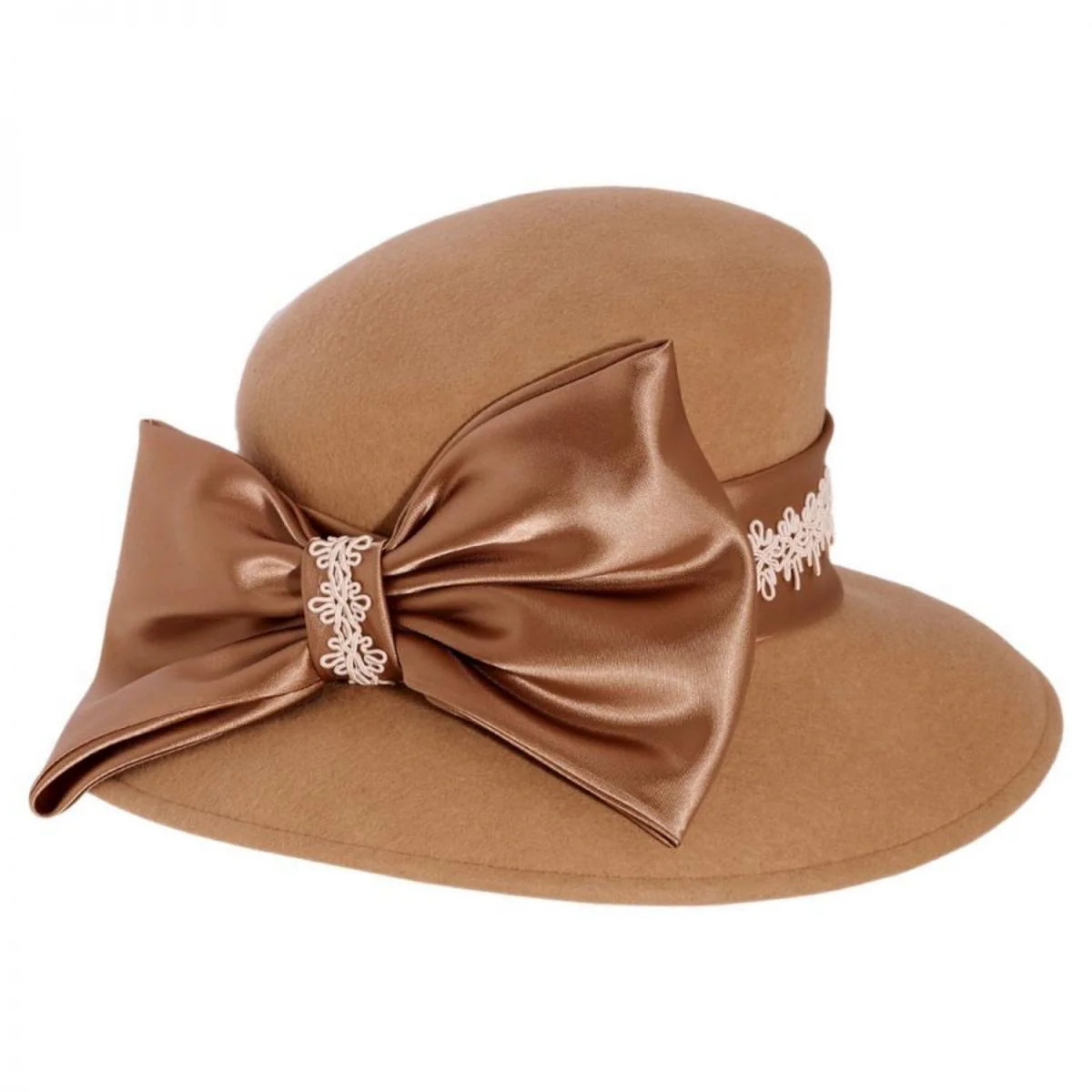 Satin Bow Slant Wool Felt Downbrim Hat - Made to Order - Image 7