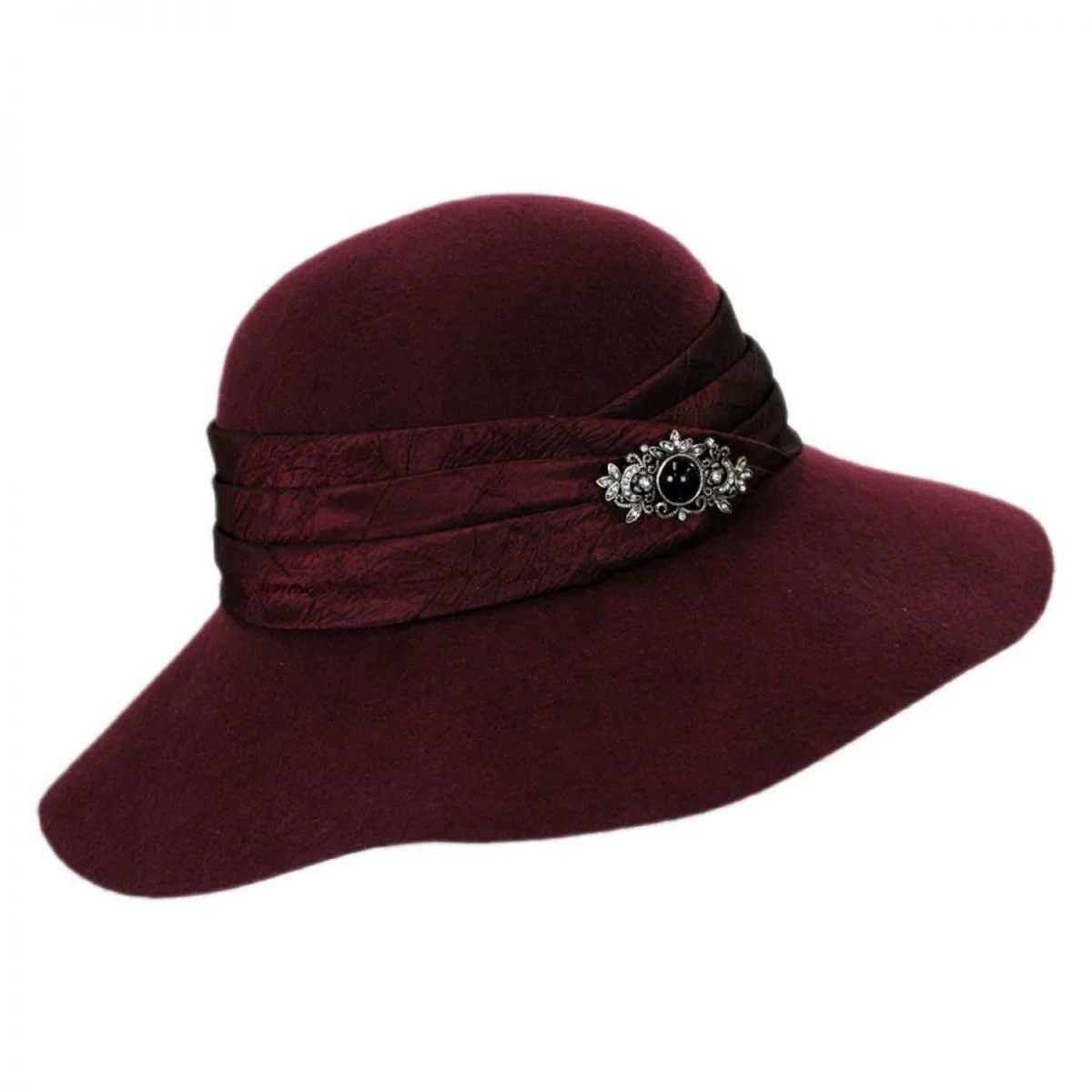 Satin Brooch Wool Felt Floppy Hat - Made to Order - Image 3