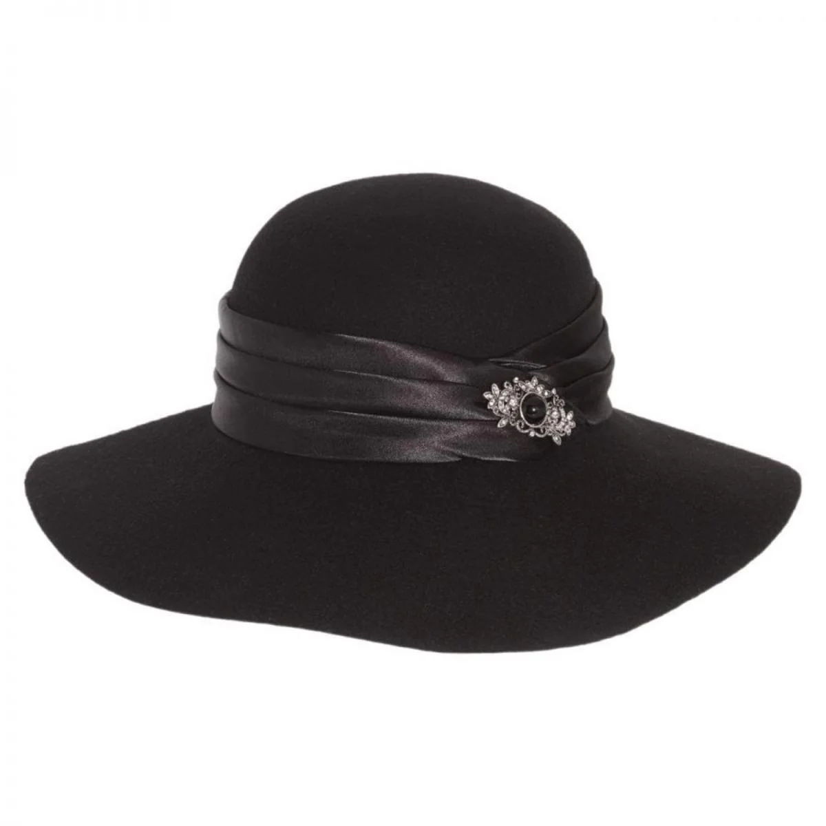 Satin Brooch Wool Felt Floppy Hat - Made to Order - Image 5