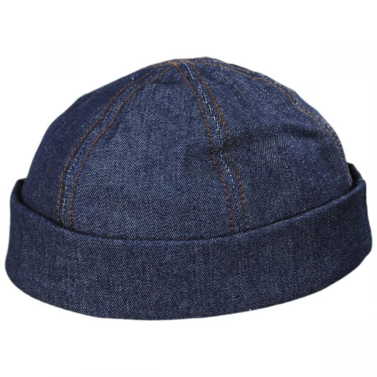 Six Panel Denim Cotton Beanie Hat - Image 2
