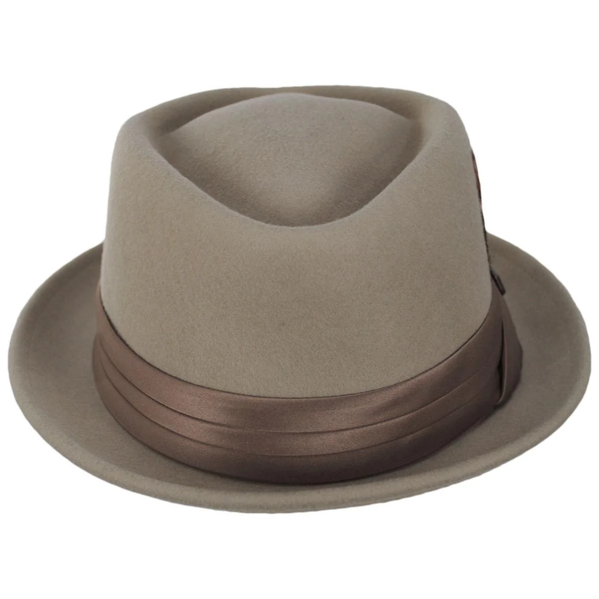 Stout Wool Felt Diamond Crown Fedora Hat - Sand/Dark Sand - Image 2