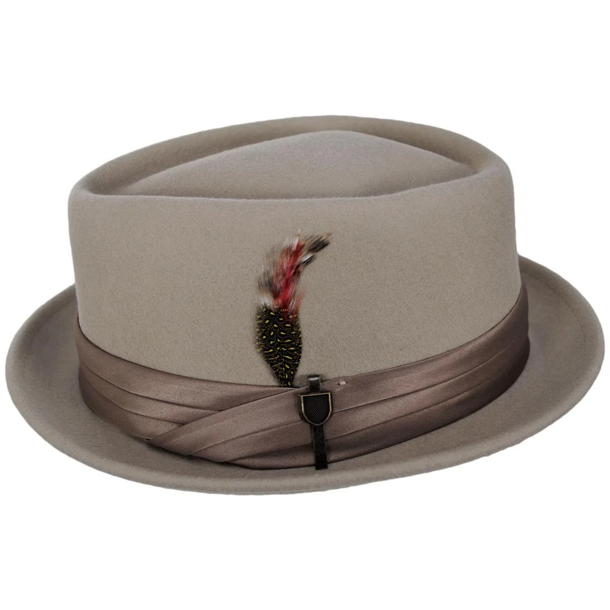 Stout Wool Felt Diamond Crown Fedora Hat - Sand/Dark Sand - Image 4