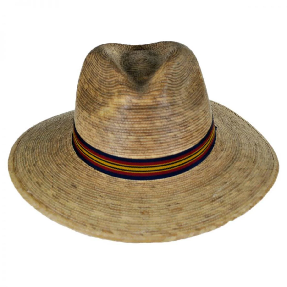 Striped Band Explorer Palm Straw Fedora Hat - Image 2
