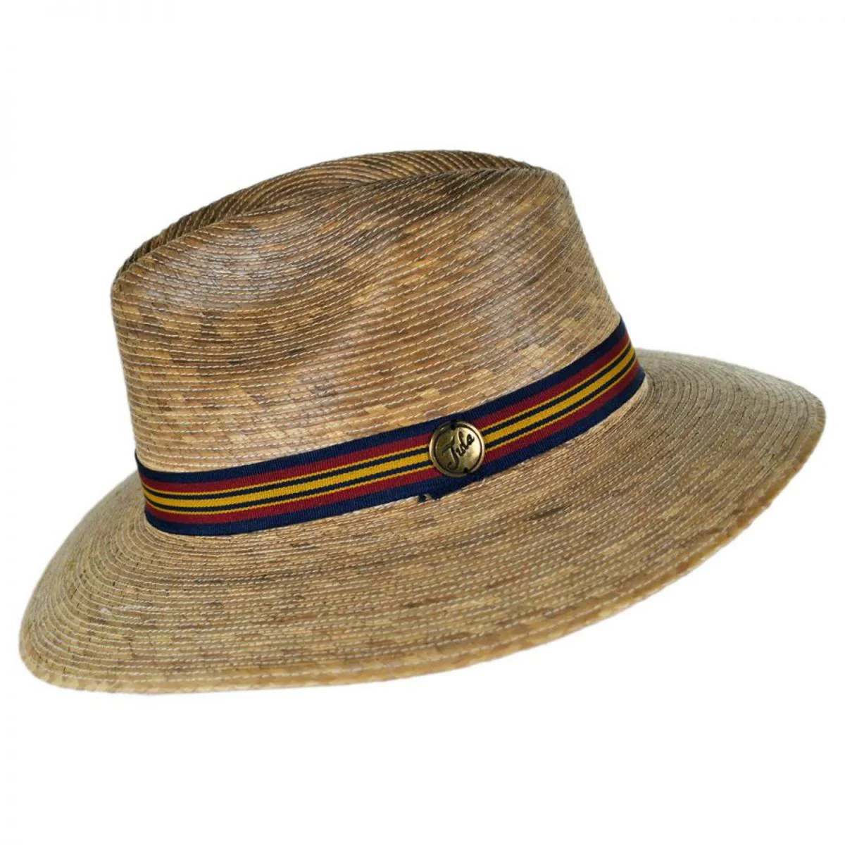Striped Band Explorer Palm Straw Fedora Hat - Image 3