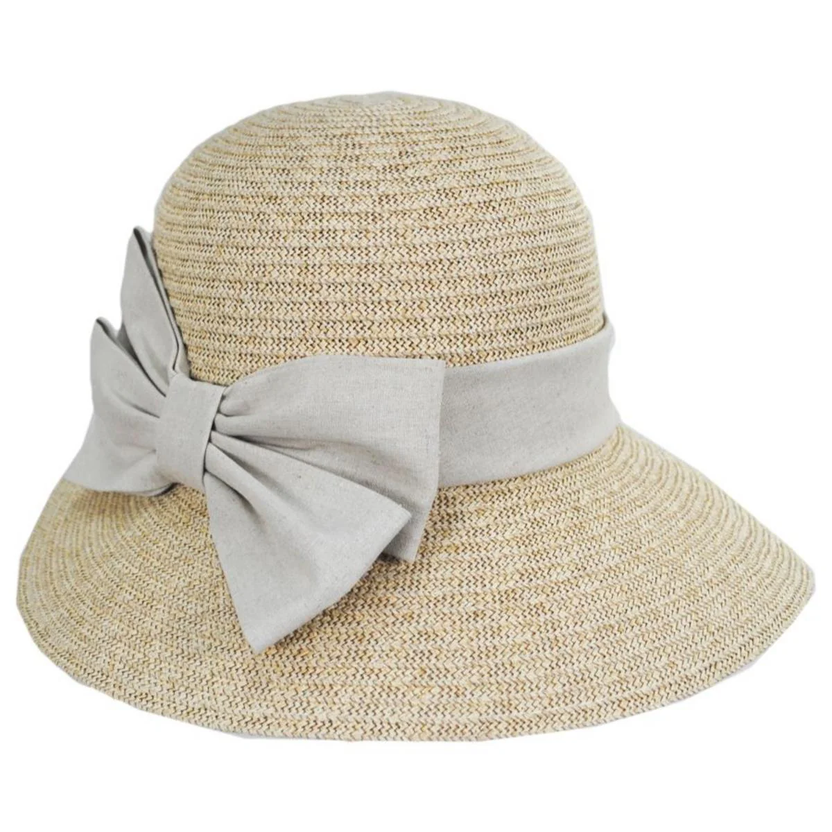 Toyo Straw Linen Bow Cloche Hat - Made to Order - Image 3