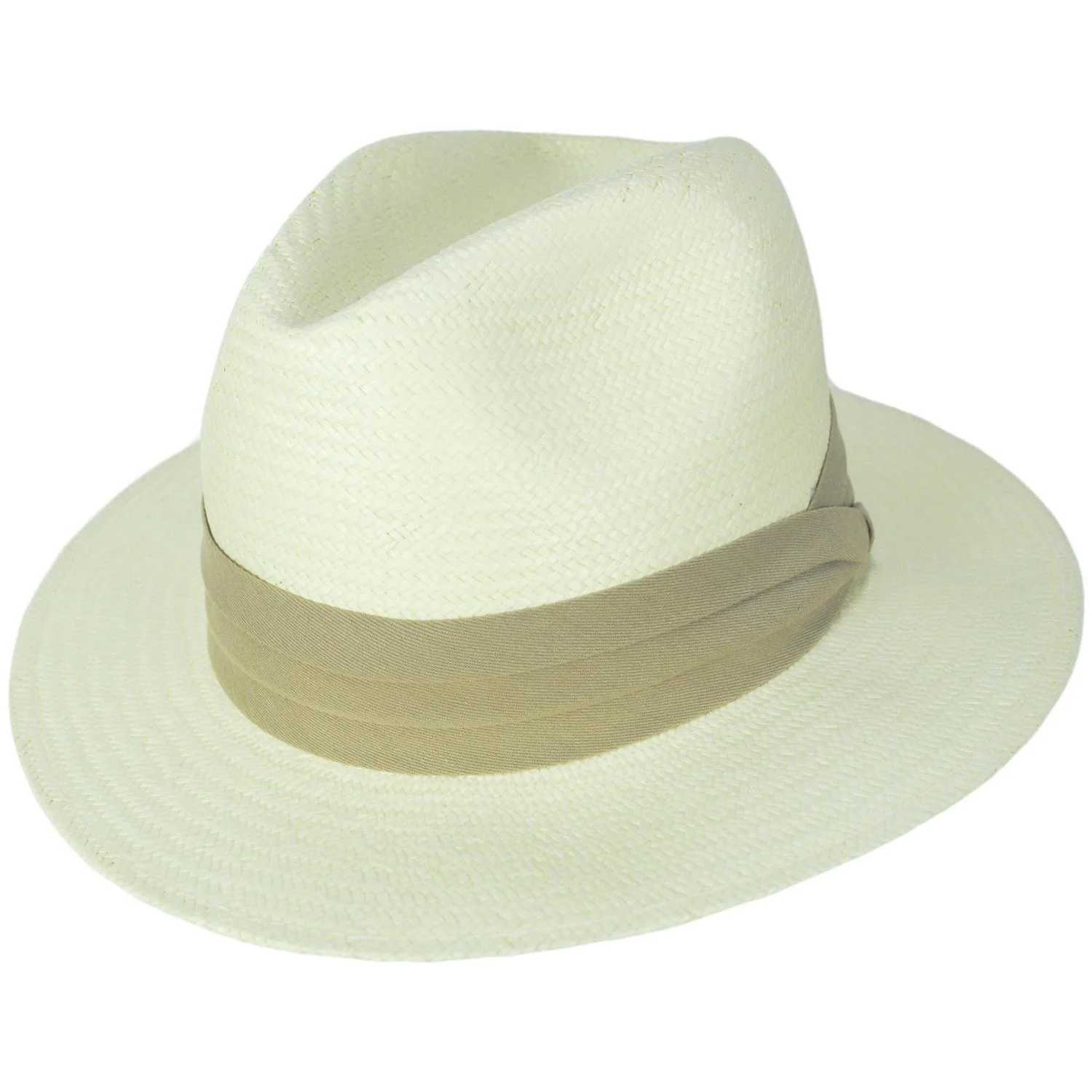 Toyo Straw Safari Fedora Hat - Khaki Band