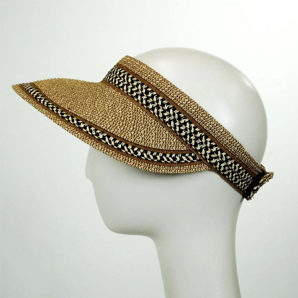 Tweed/Check Toyo Straw Rollable Visor - Image 2