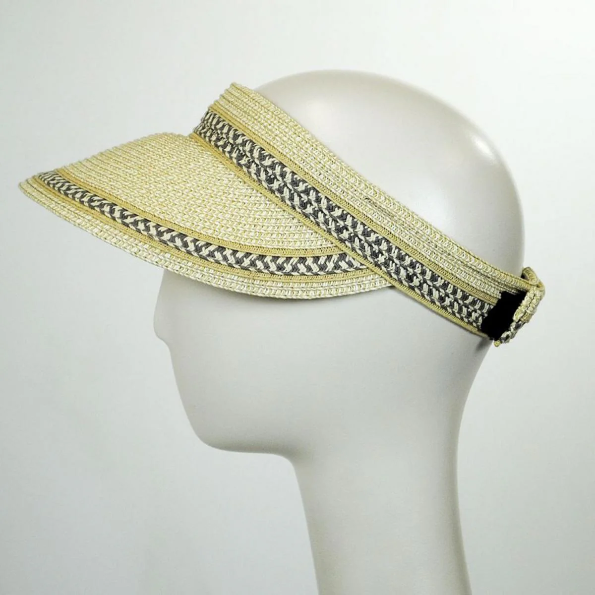 Tweed/Check Toyo Straw Rollable Visor - Image 4