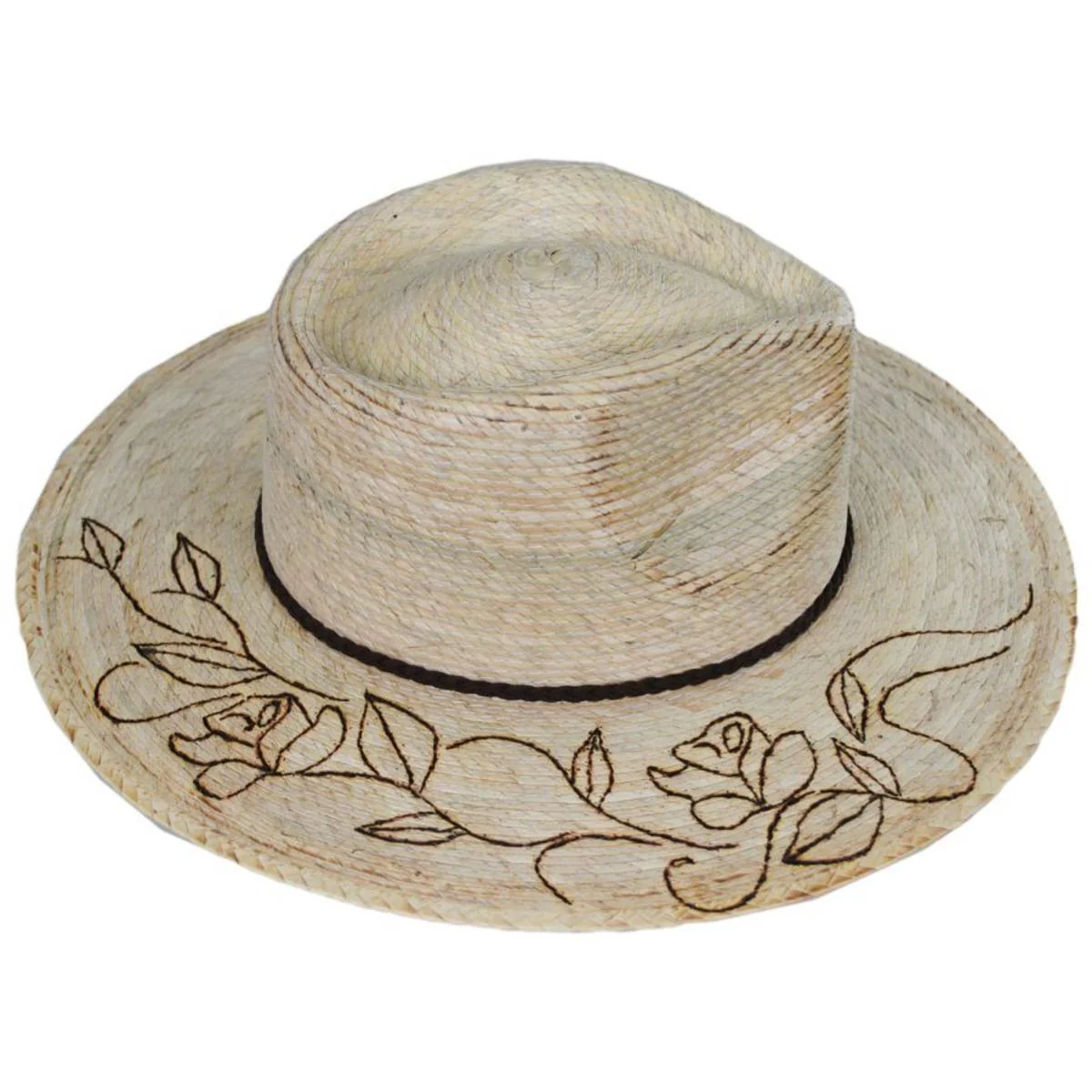 V.C. Mateo Palm Straw Floral Brand Rancher Hat - Image 3