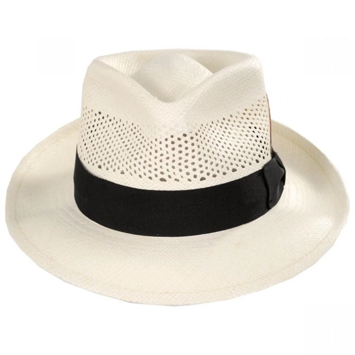 Vented Crown Panama Straw Fedora Hat - Image 2