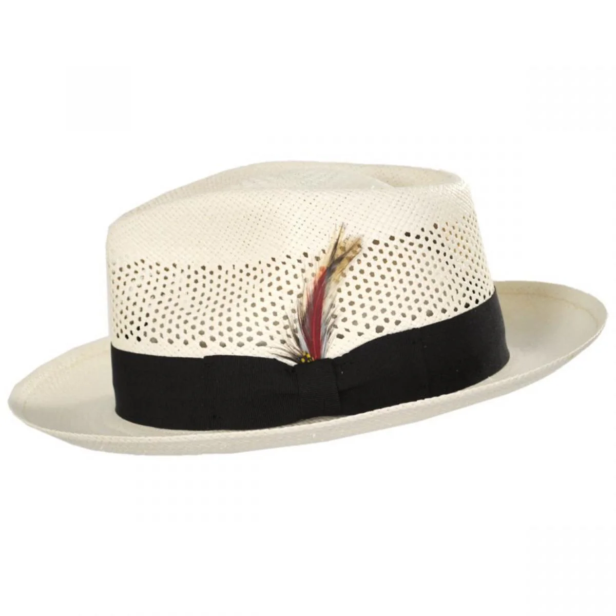 Vented Crown Panama Straw Fedora Hat - Image 3