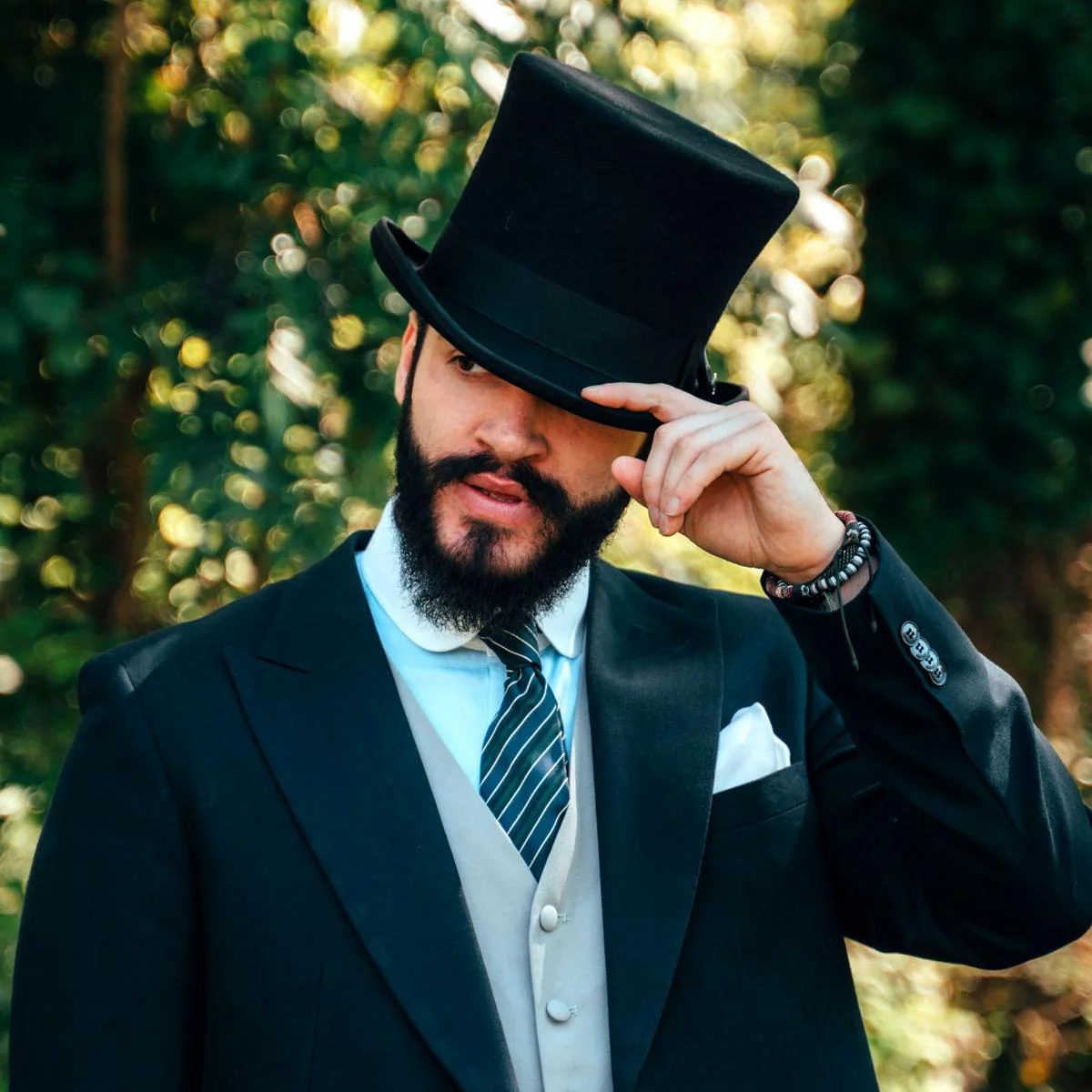 Victorian Wool Felt Top Hat - Black - Image 8