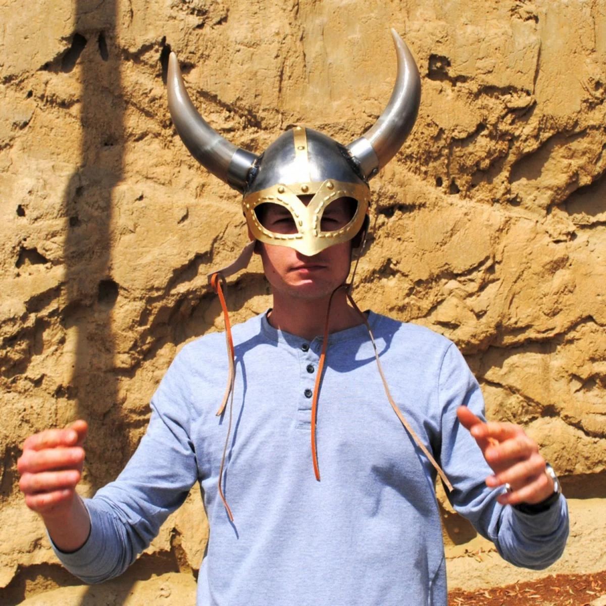 Viking Helmet With Mask and Horns - Image 3