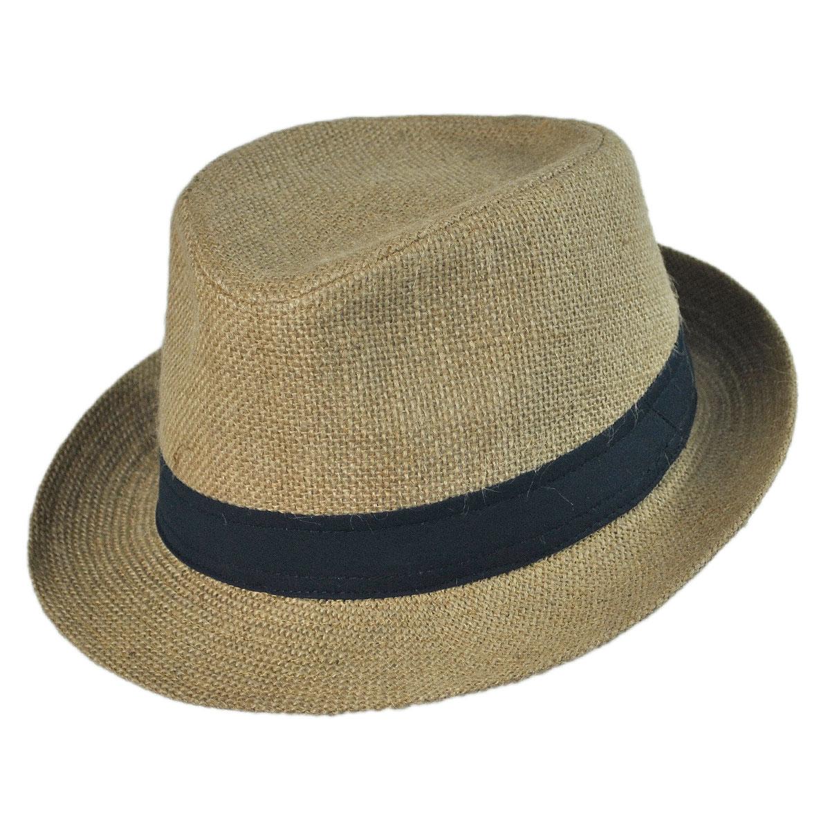 Wholesale Jute Fabric C-Crown Trilby Fedora Hat B2B Pre-Pack