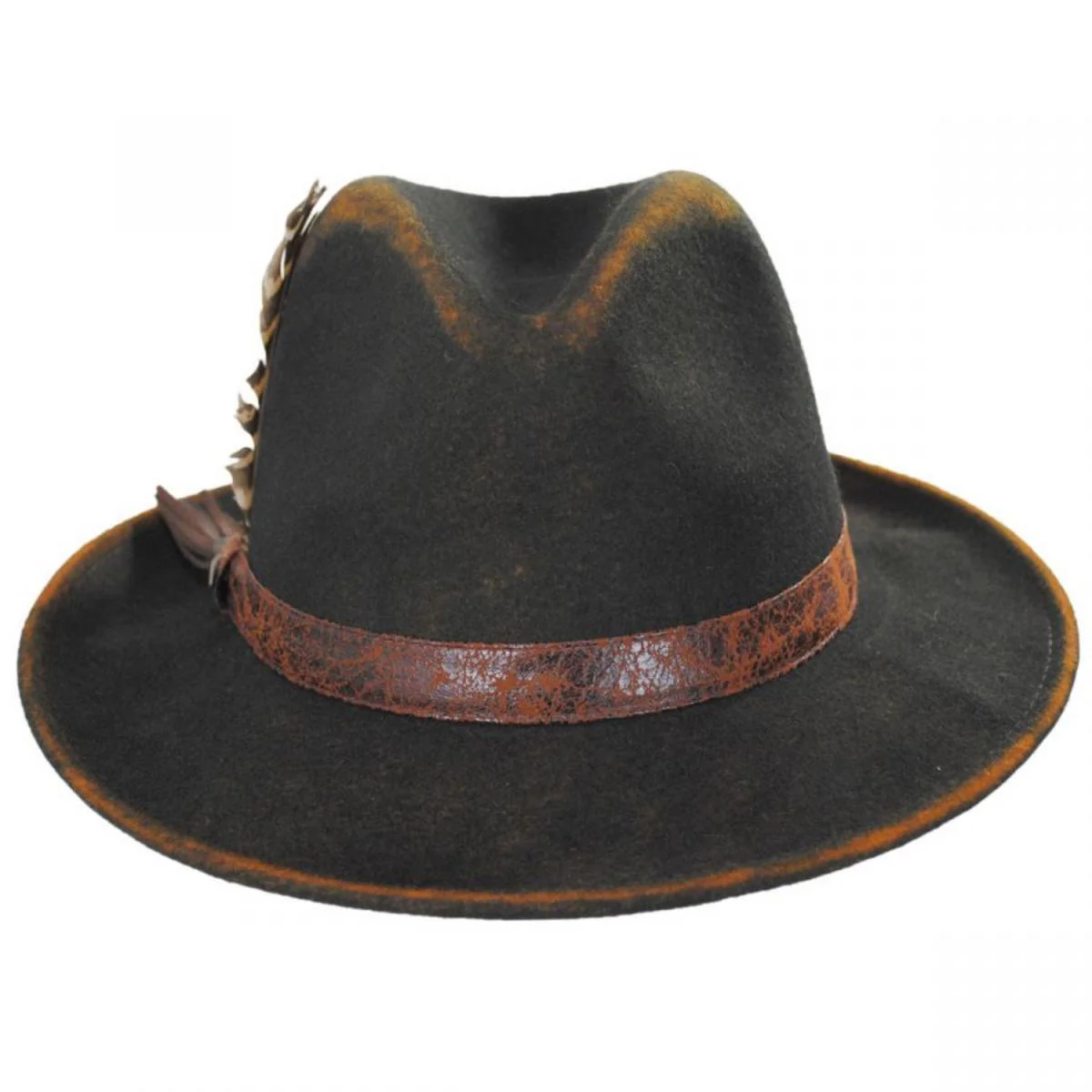 Woodstock Distressed Wool Felt Safari Fedora Hat - Image 2