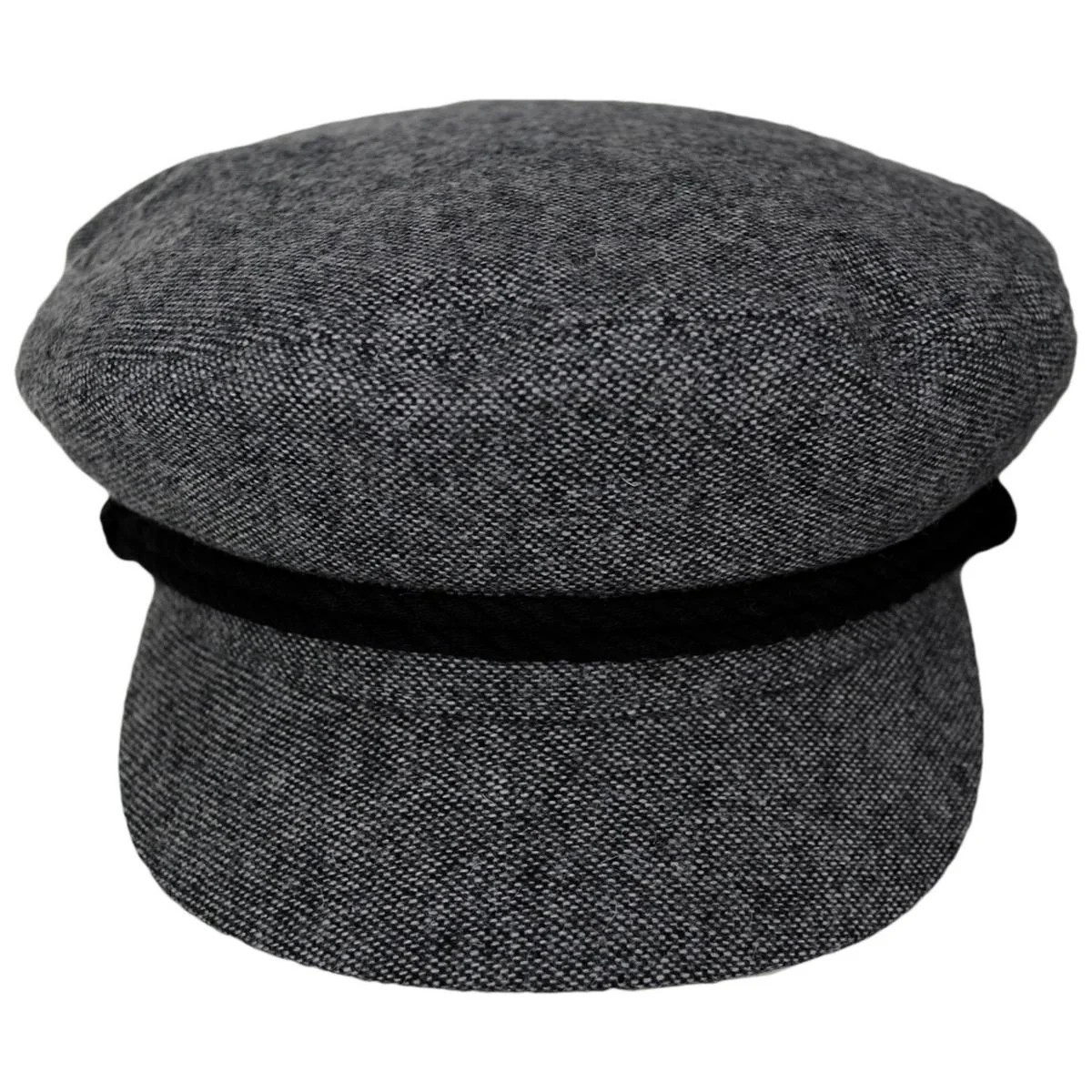 Wool Blend Tweed Fiddler Cap - Grey/Black - Image 3