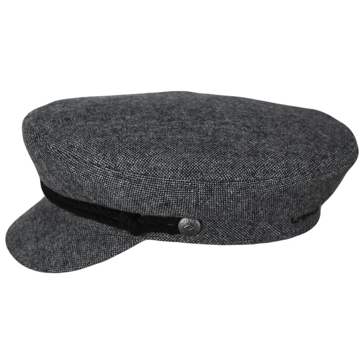 Wool Blend Tweed Fiddler Cap - Grey/Black - Image 4