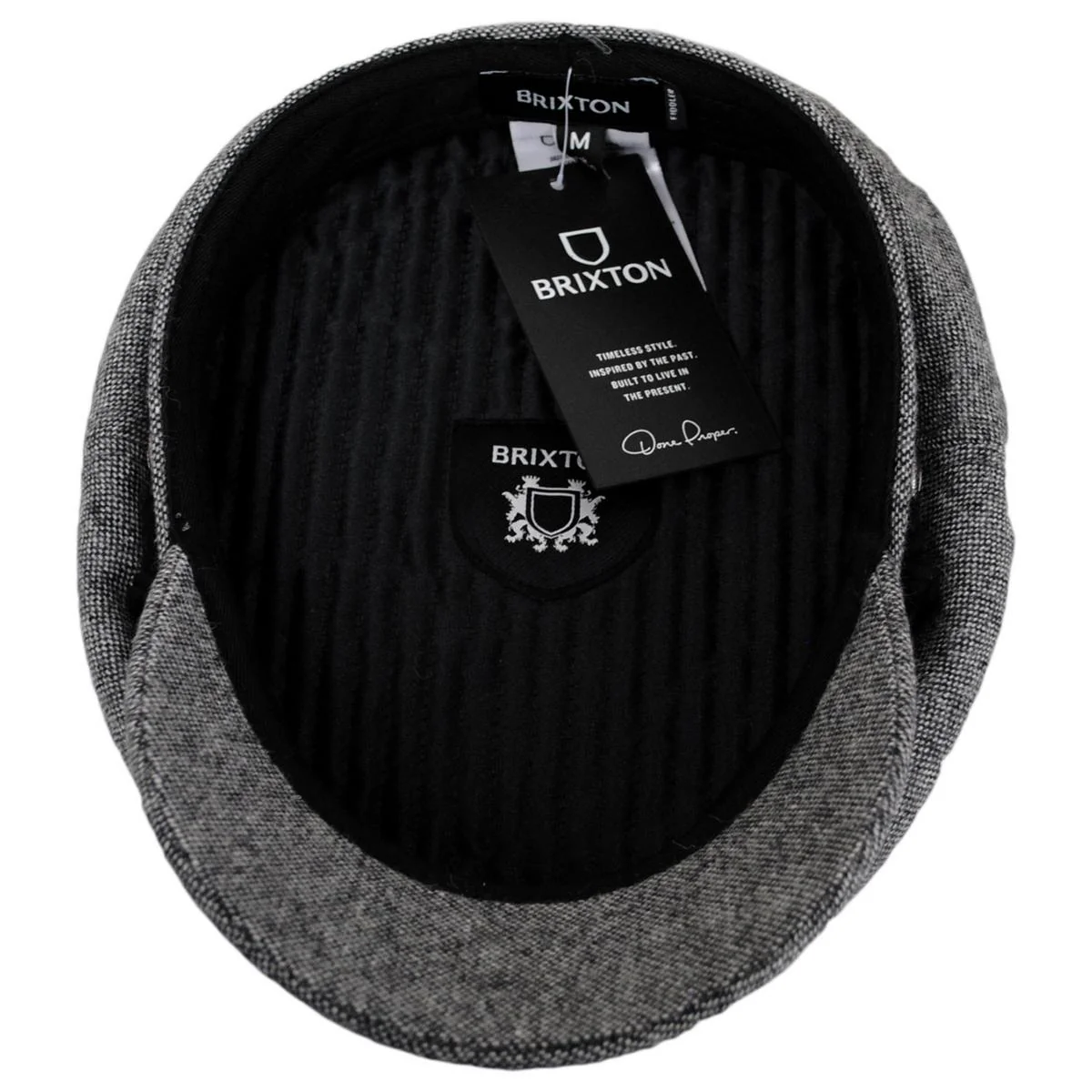 Wool Blend Tweed Fiddler Cap - Grey/Black - Image 5