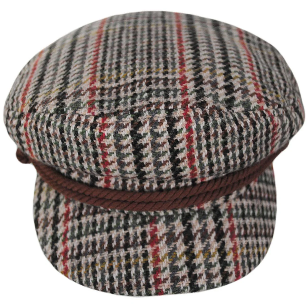 Wool Blend Houndstooth Plaid Fiddler Cap - Image 2