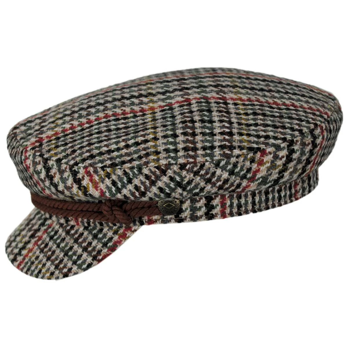 Wool Blend Houndstooth Plaid Fiddler Cap - Image 3