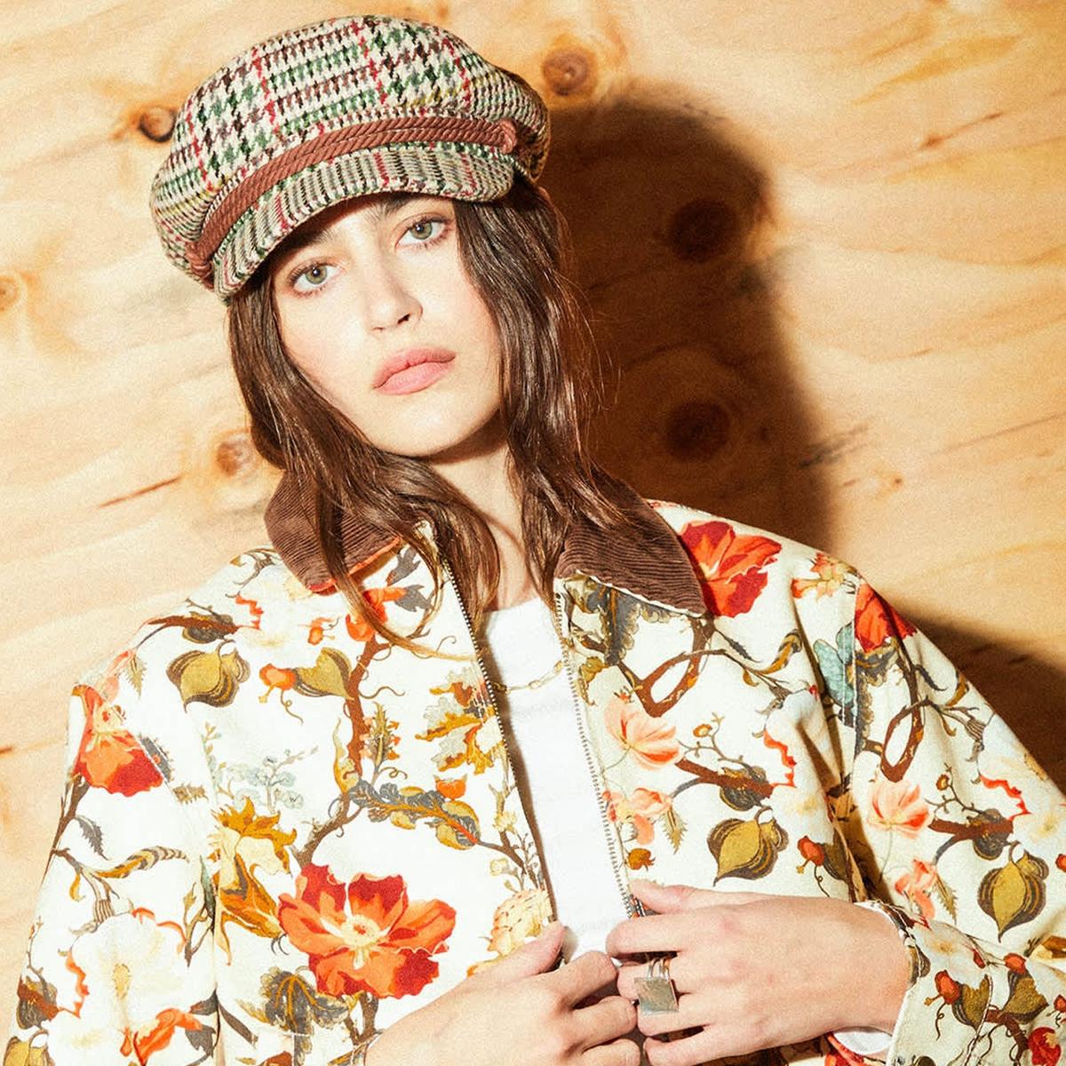 Wool Blend Houndstooth Plaid Fiddler Cap - Image 5