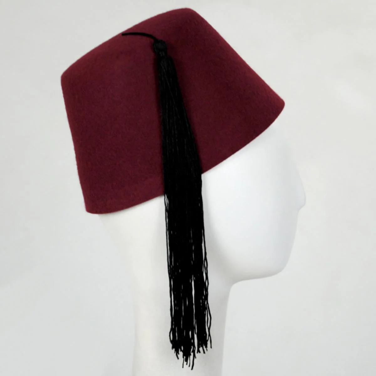 Maroon Wool Fez with Black Tassel - Image 3